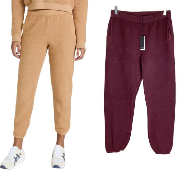 Monrow Pants - Monrow Teddy Fleece Slouchy Sweatpants Merlot Size Medium New